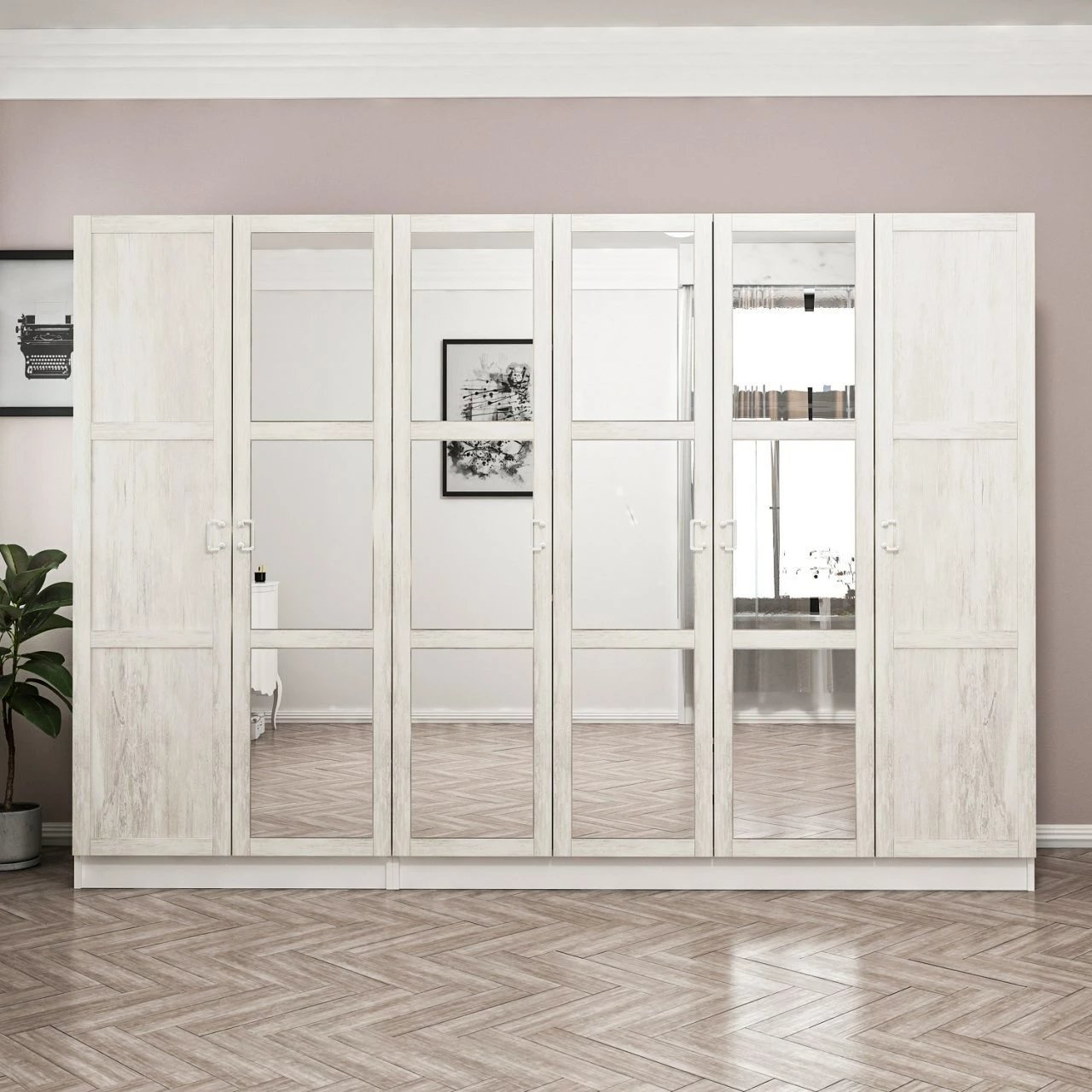 Dollap i bardhë me pasqyra, Skye Decor, Kale Country, 2461