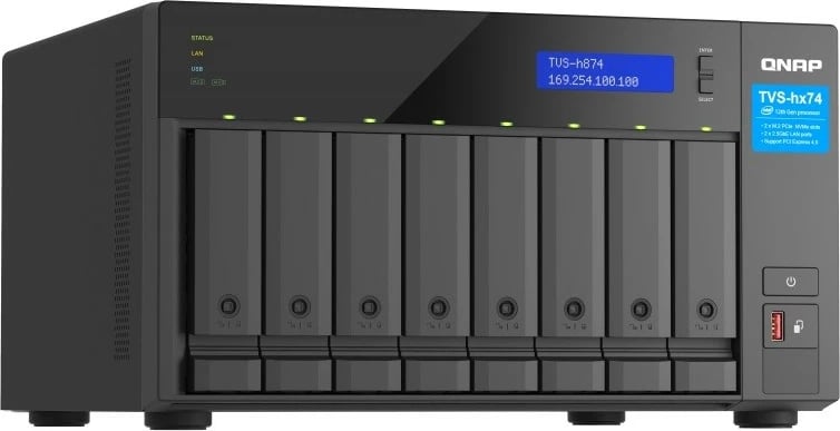 NAS QNAP TVS-h874-i5-32G, Intel Core i5-12400, 32 GB RAM, 8 vende për disqe, Tower, E zezë