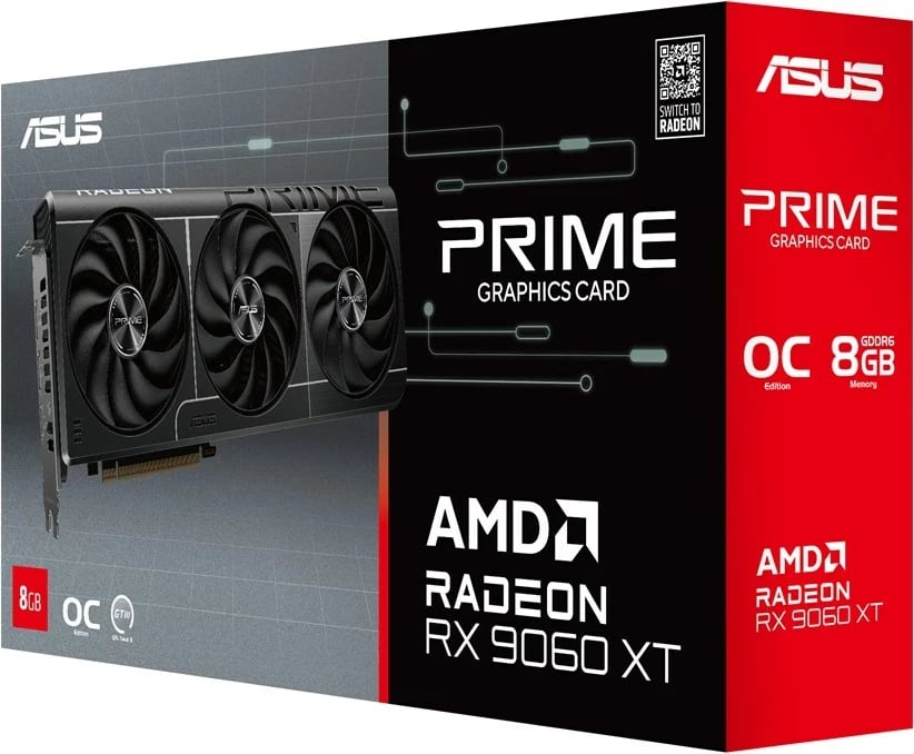 Kartelë grafike ASUS Prime RX9060XT-O8G, 8 GB GDDR6, e zezë