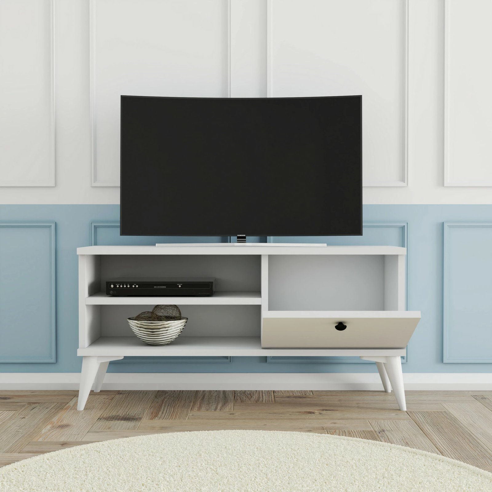 Komodë për TV, stil bohemian, ngjyrë e bardhë, Skye Decor Retro 1554