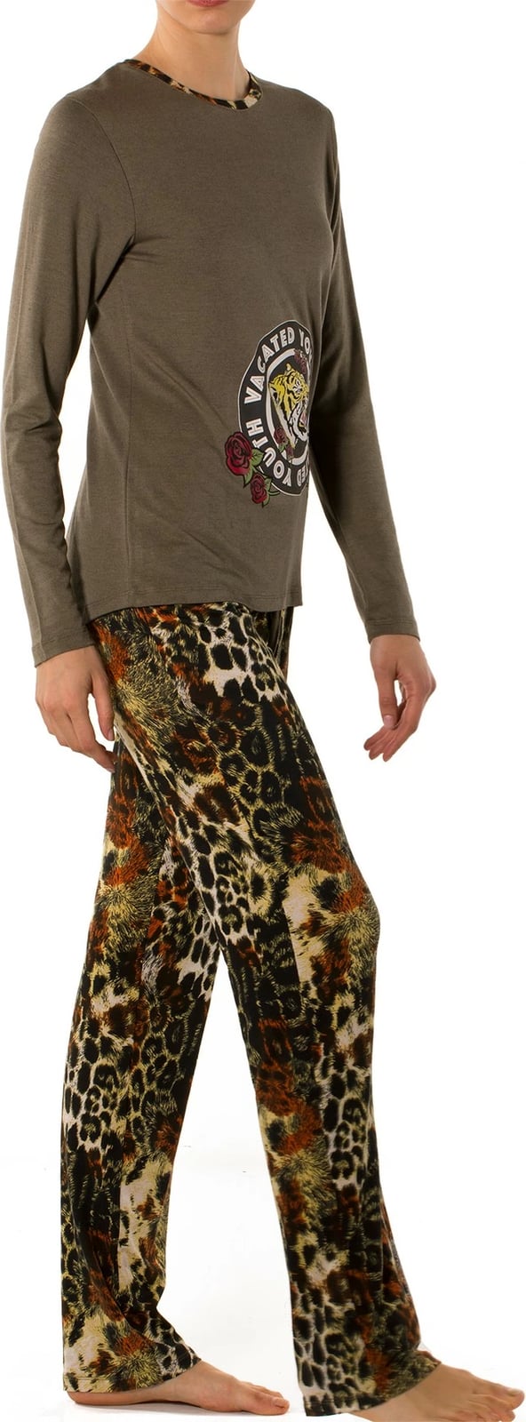 Set pizhamash për gra, Jumeon, 002-000499, ngjyrë khaki