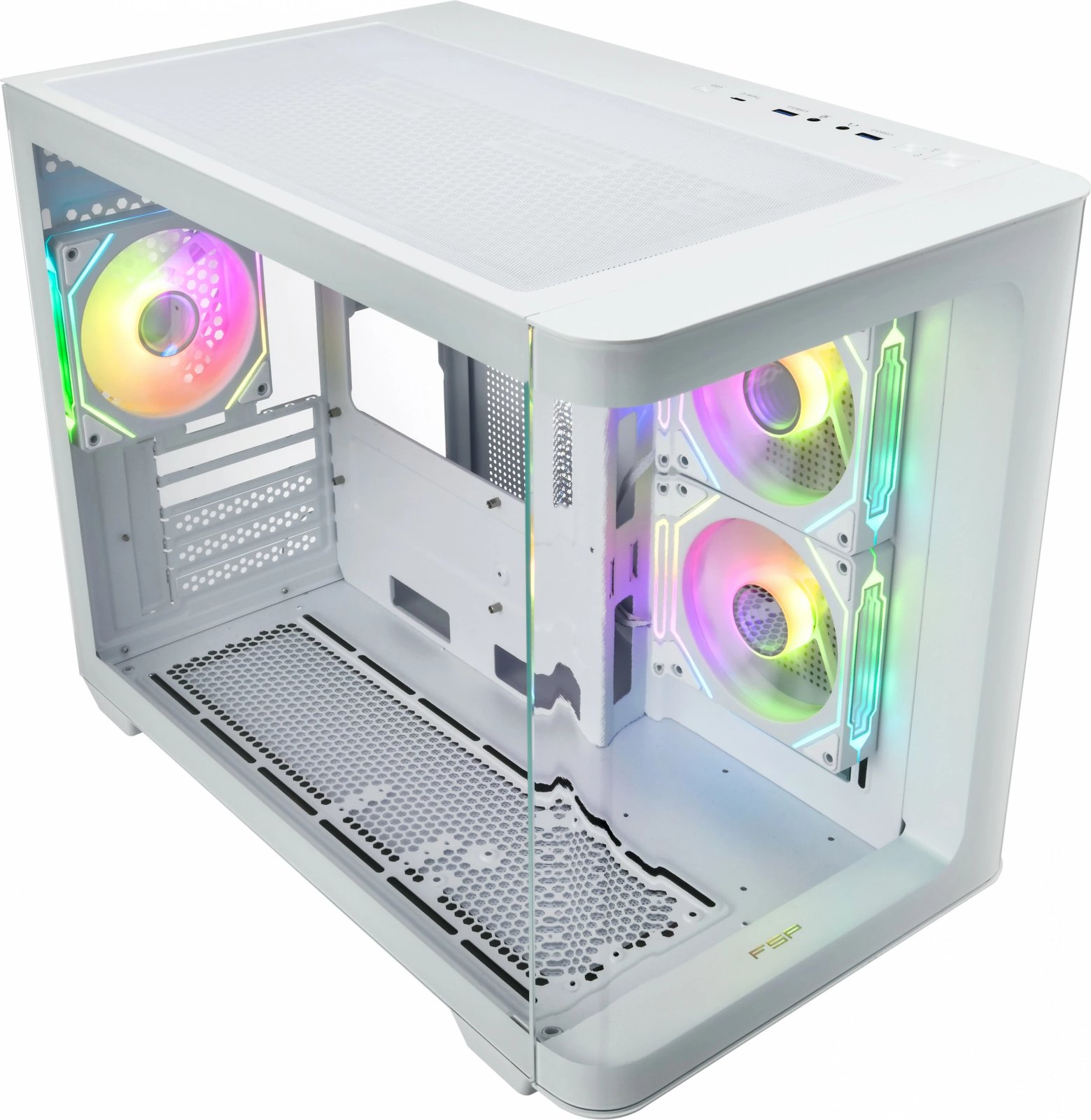 Kasë FSP S380-WA ARGB TG, midi tower, xham i temperuar, e bardhë