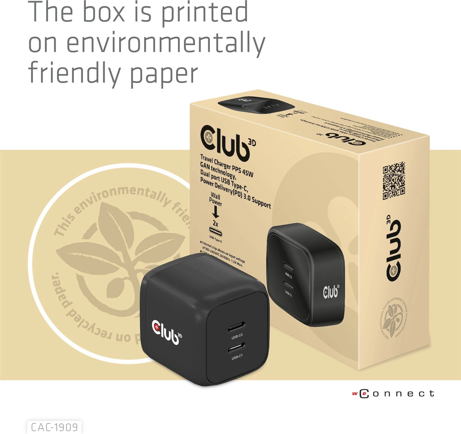 Karikues Club3D 2xUSB Type-C PD 45W, GaN, i zi