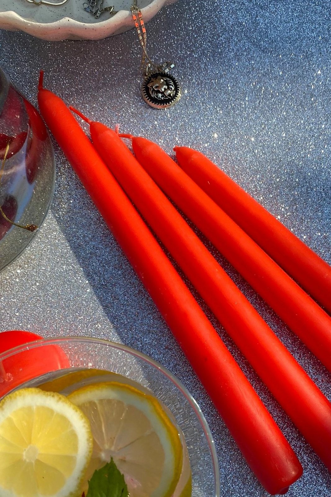 Set qirinjsh (4 copë), ngjyrë burgundy, Evila Originals, Premium 4