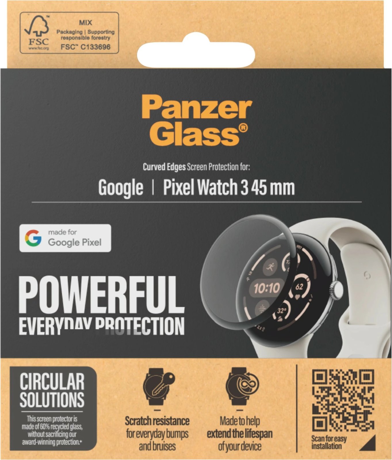 Mbrojtës ekrani PanzerGlass për Google Pixel Watch 3 45mm transparent