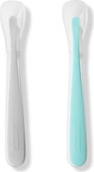 Set ushqimi Skip Hop Easy-Feed, 2 tasa, 2 lugë, 1 shishe, kaltër/gri