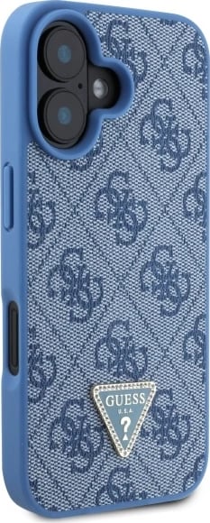 Mbështjellës Guess Hardcase Leather 4G Triangle Strass për iPhone 16, MagSafe, Kaltër Mbështjellës Guess Hardcase Leather 4G Triangle Strass për iPhone 16, MagSafe, Kaltër