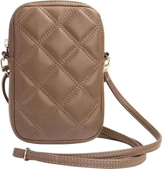 Mbështjellës telefon Guess Zip Quilted 4G, kafe