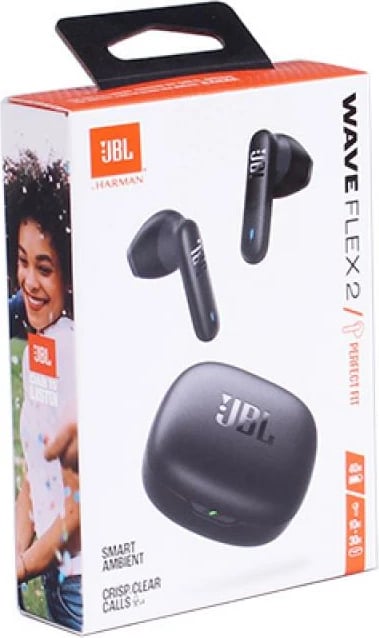Kufje in-ear JBL Wave Flex 2 JBLWFLEX2BLK, Bluetooth, Smart Ambient, 40 orë bateri, të zeza