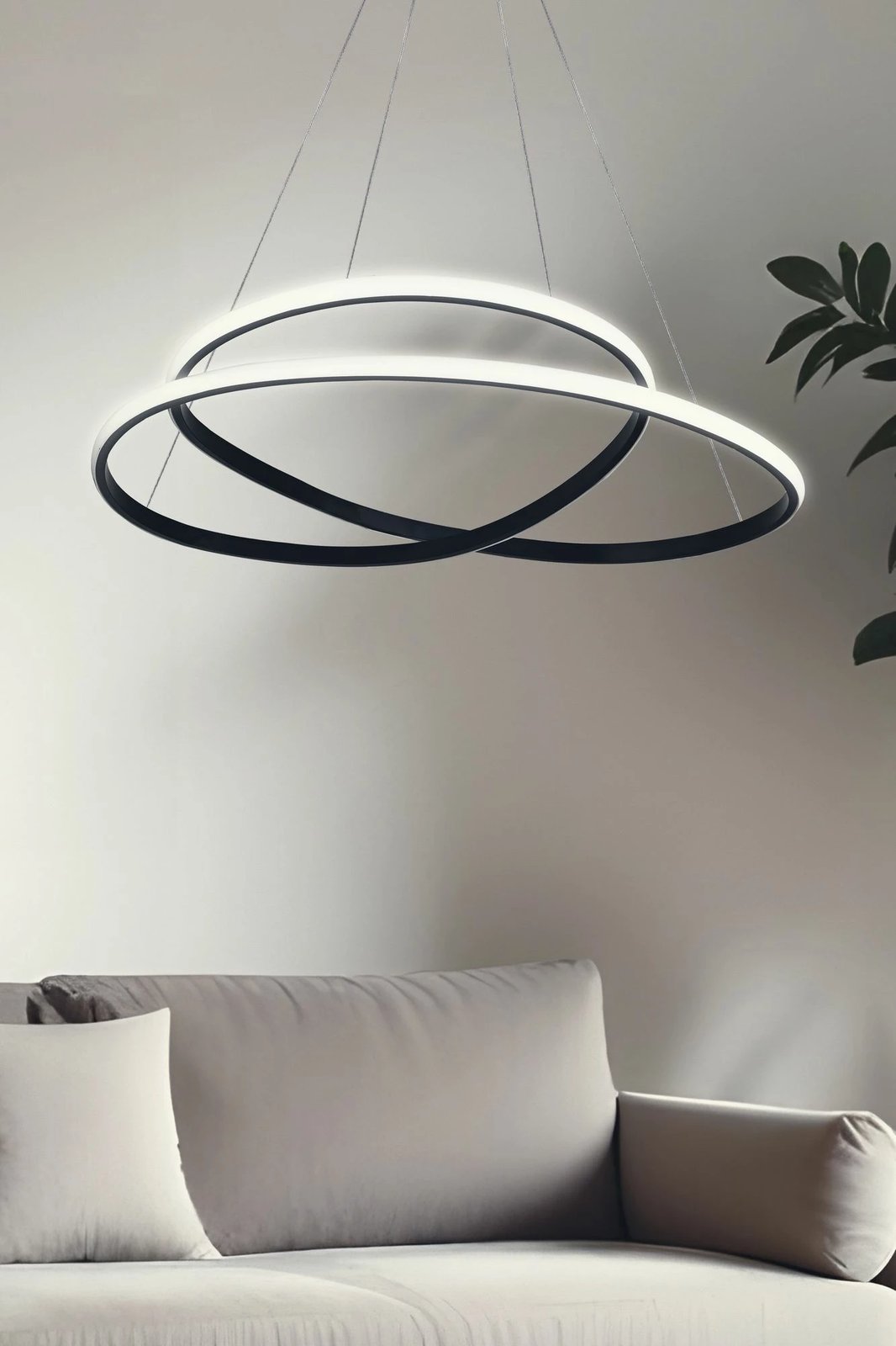 Llambë varëse Opviq Orbit, trup i zi, dritë e bardhë