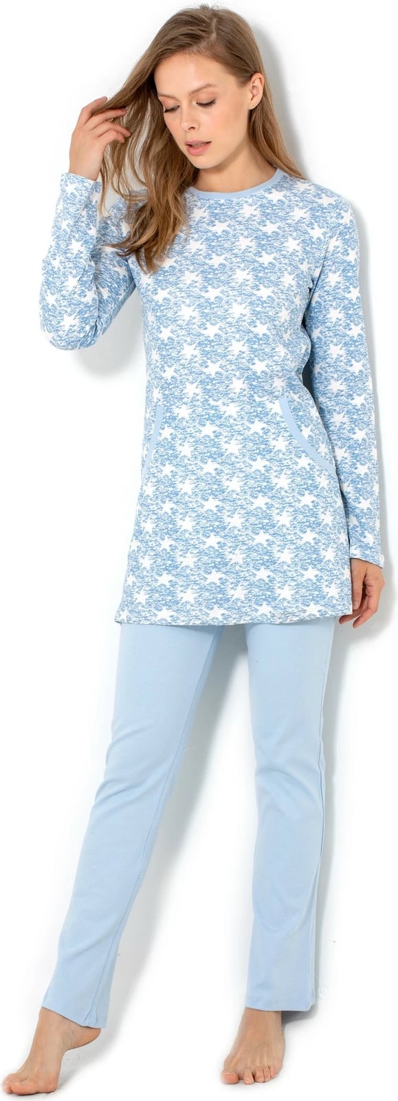 Pizhama grash Jumeon, ngjyrë kaltër e çelët, 002-000518, set