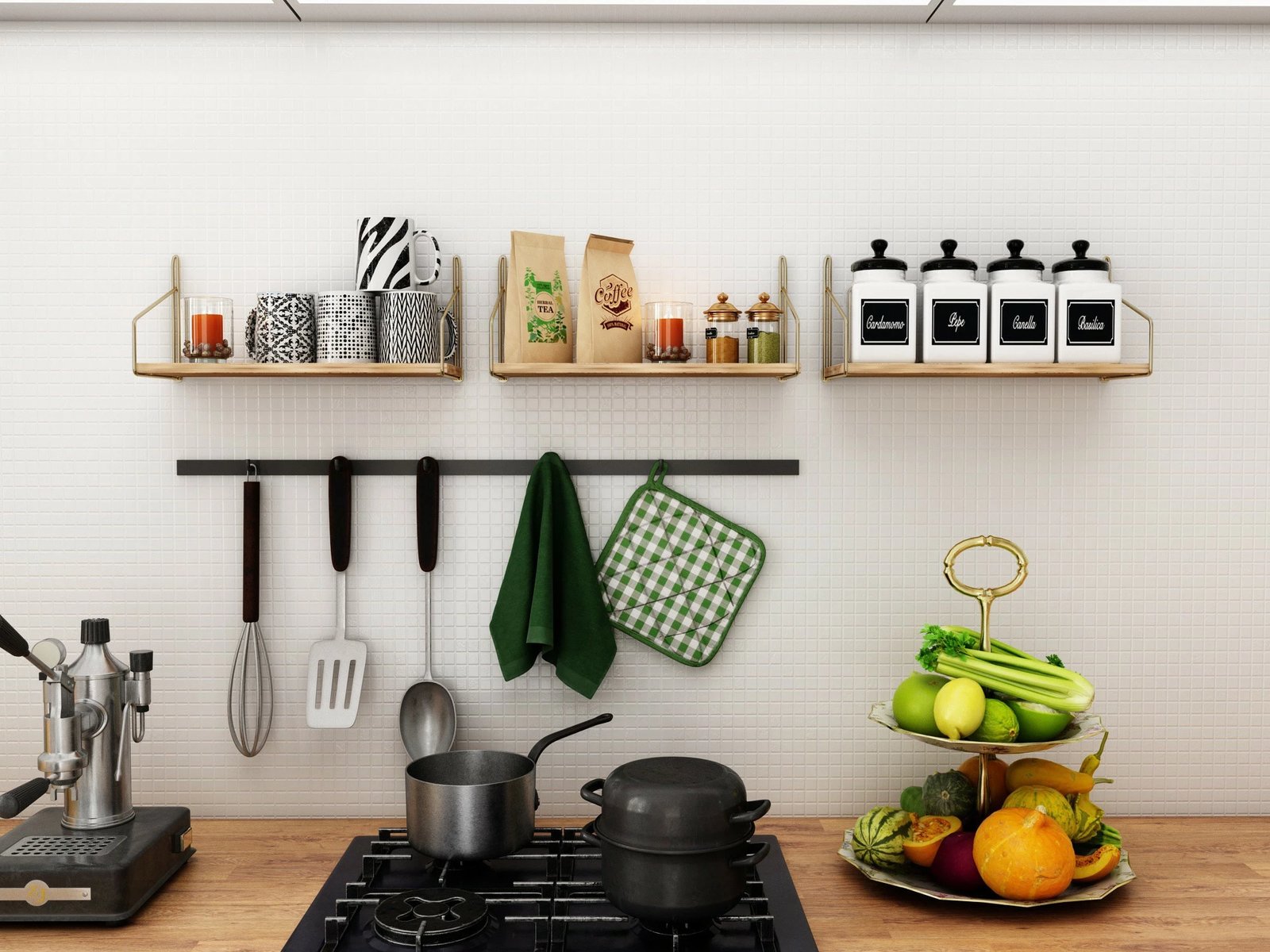 Raft muri dekorativ, ngjyrë ari dhe kafe, Skye Decor, 45x16x16cm