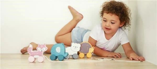 Lodër tërheqëse me litar, Viga, Elephant, dru ahu, për 18+ muaj, blu