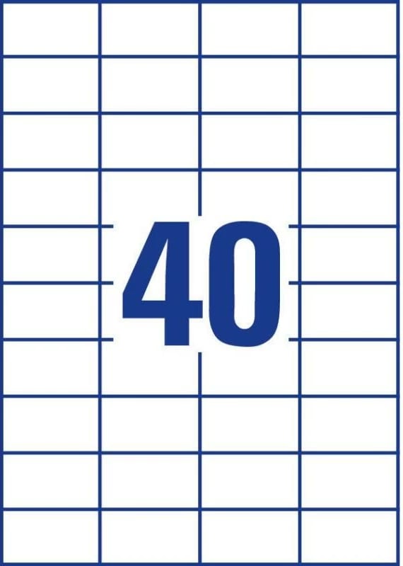 Etiketa vetëngjitëse, Avery Zweckform, 3651, 52.5 x 29.7 mm, A4, paketë 100 fletë, bardhë