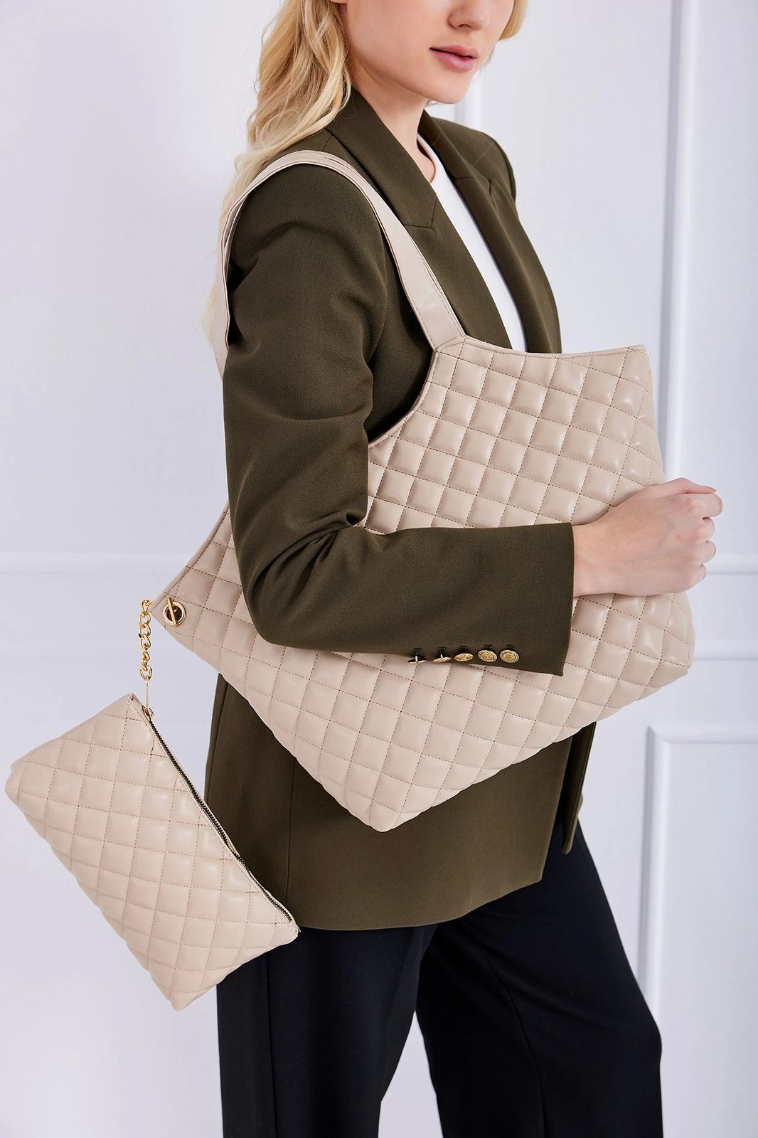 Çantë krahu Zoozie Bags, MK1020022SAG10-03, ngjyrë mink (set me 2 pjesë)
