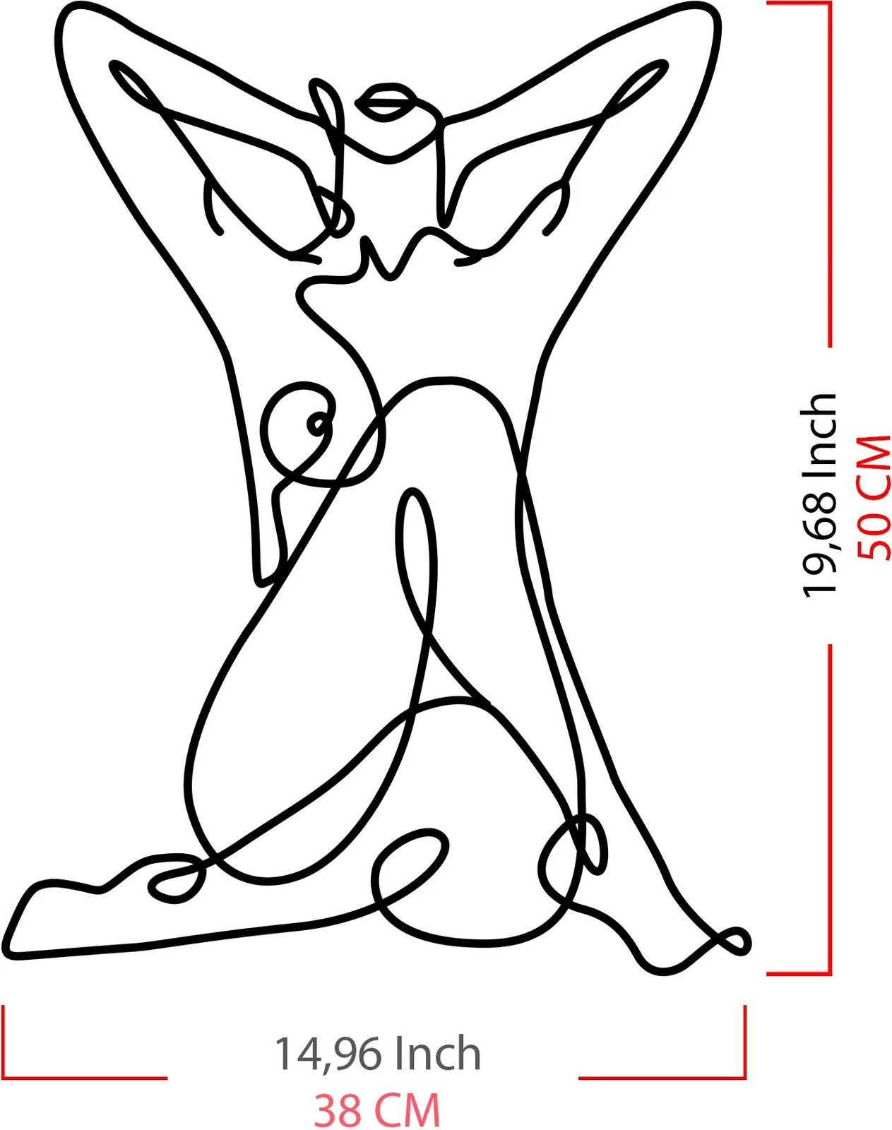 Aksesor dekorativ muri prej metali, figurë gjeometrike grua nudo, Wallity, ngjyrë e zezë, 38x50cm