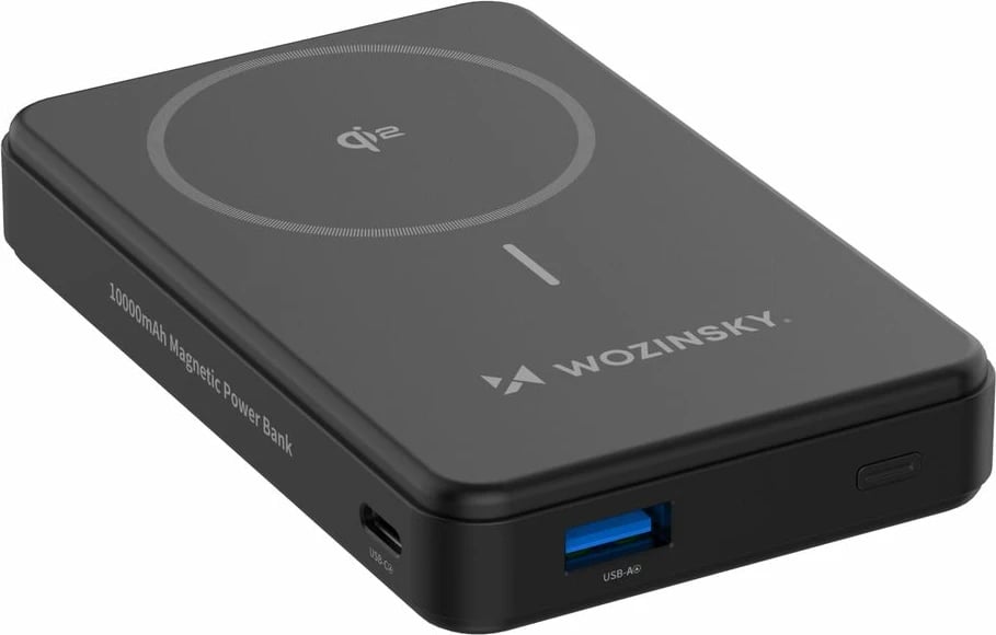 Powerbank Wozinsky WLWP-10KA0Y3S, 10000 mAh, 22.5W PD, Qi2, me mbajtëse, e zezë Powerbank Wozinsky WLWP-10KA0Y3S, 10000 mAh, 22.5W PD, Qi2, me mbajtëse, e zezë