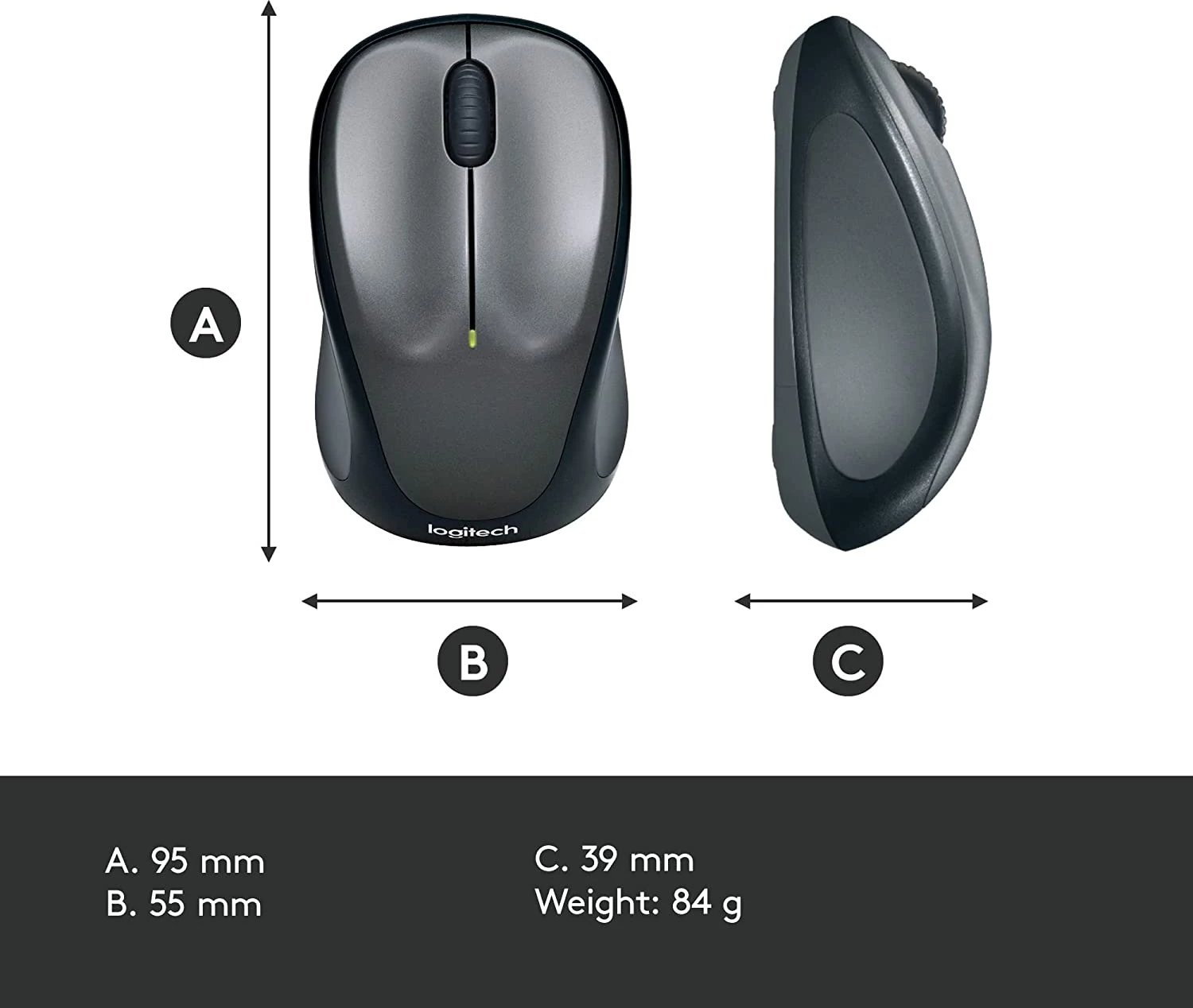 Maus Logitech M235 - Wireless, 2.4GHz, e zezë/gri