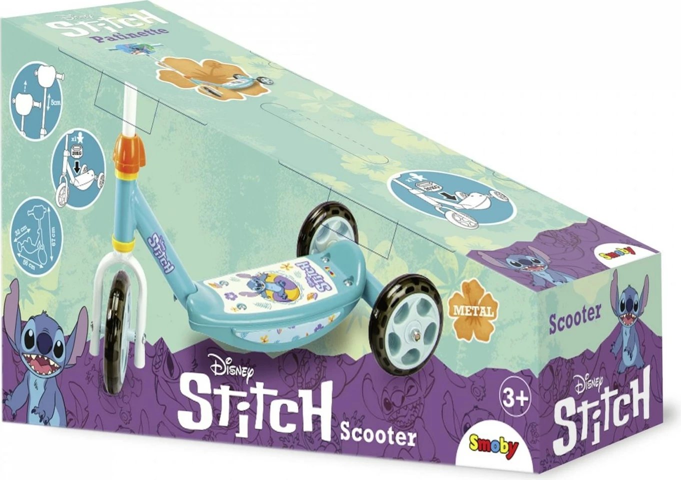 Trotinet për fëmijë Smoby Stitch, 3 rrota, shumëngjyrësh