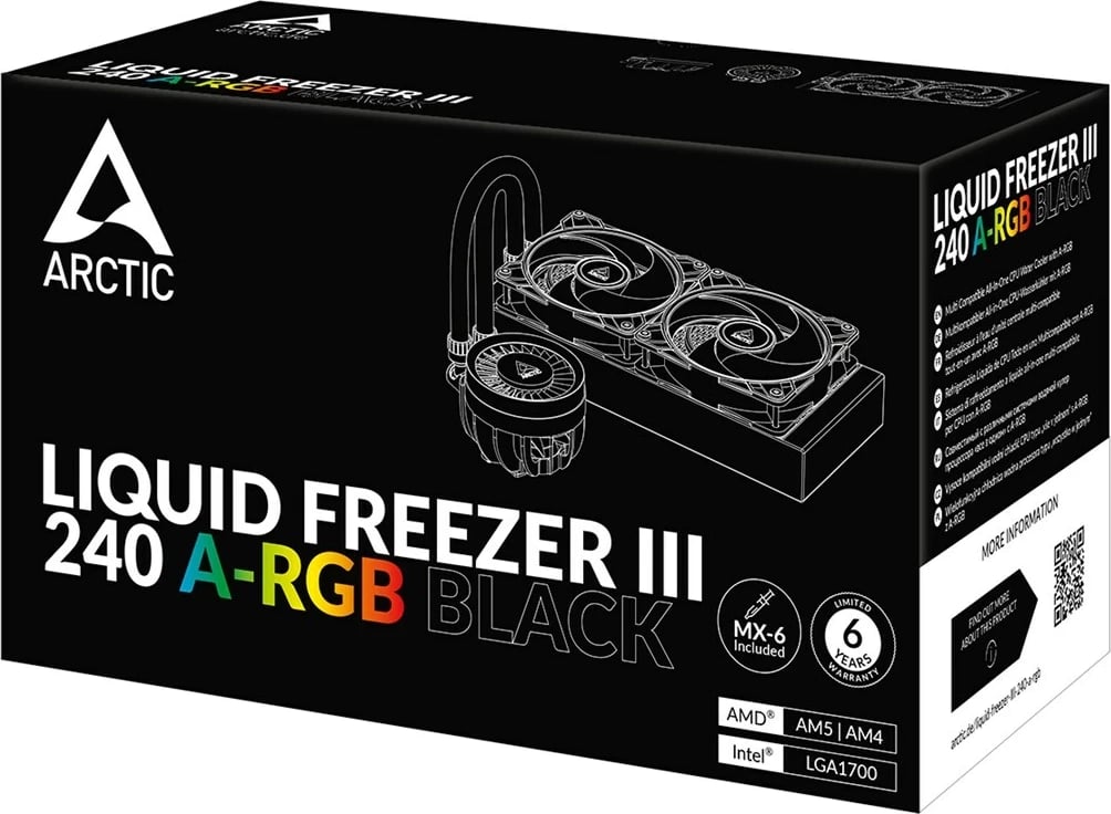 Ftohës uji Arctic Liquid Freezer III 240 A-RGB, për CPU, i zi