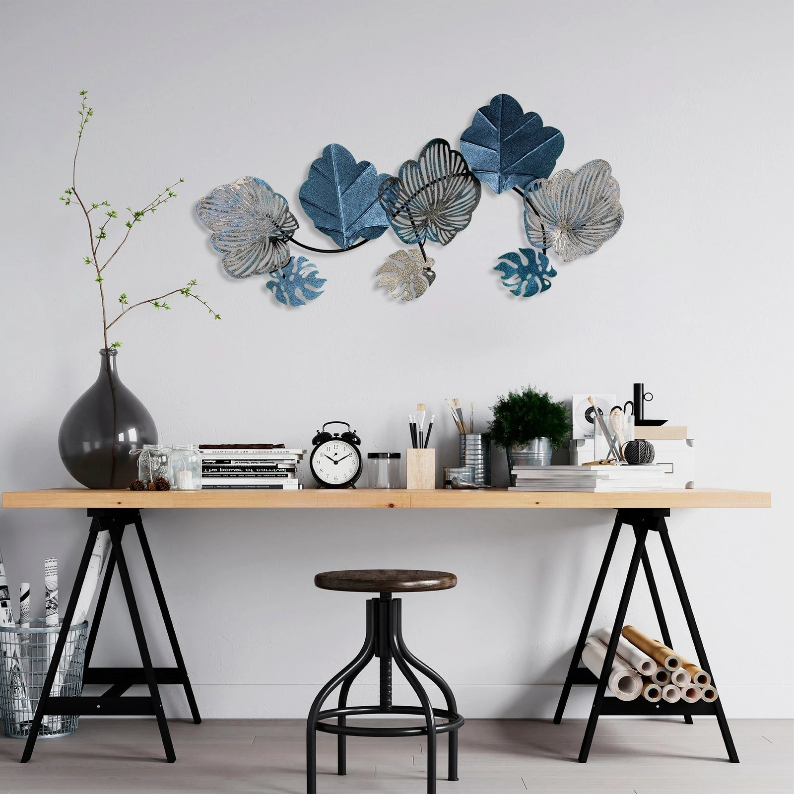 Aksesor dekorativ metalik për mur Wallity, Zhoushan 3, shumëngjyrësh, 80x42cm