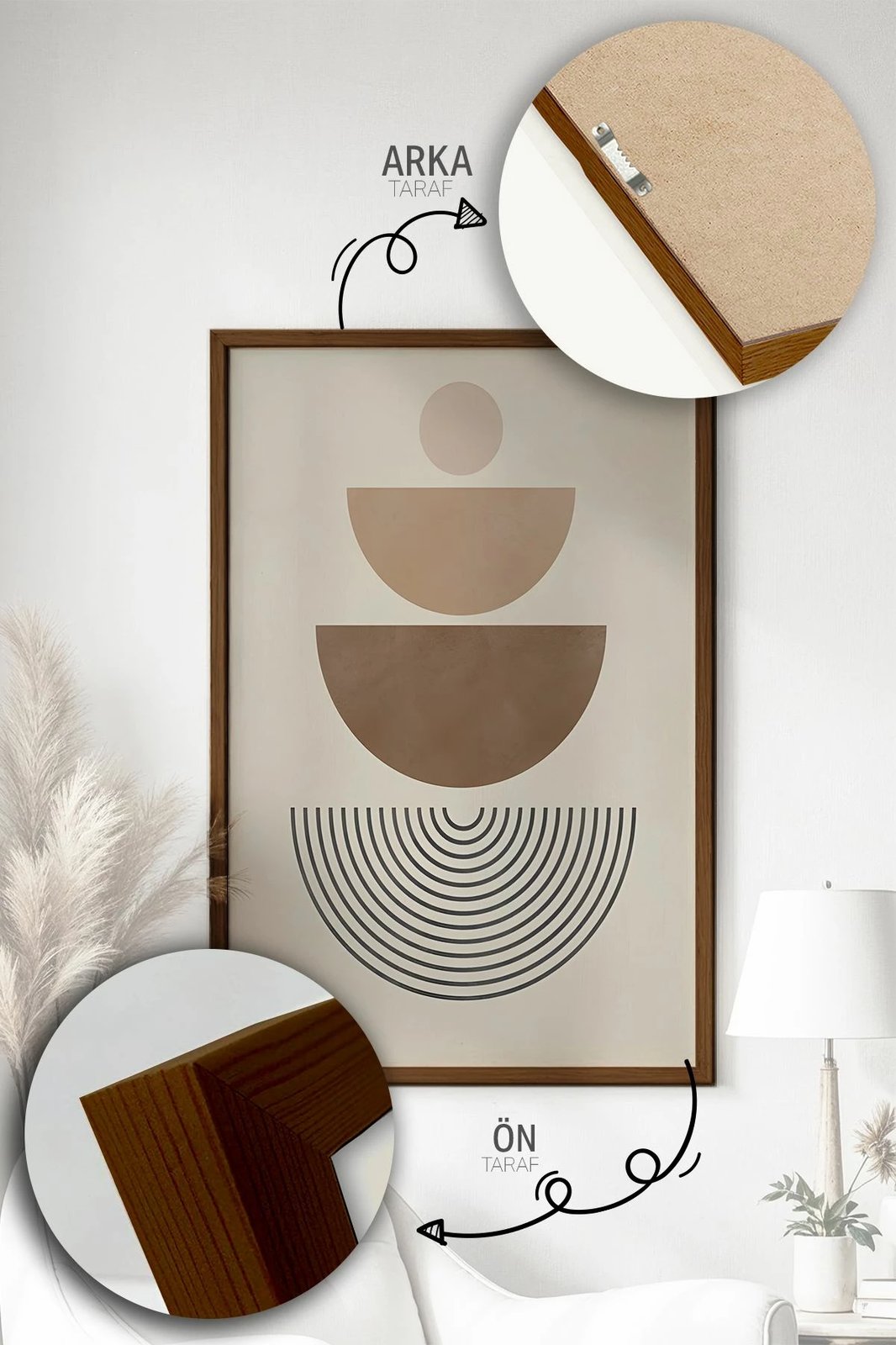 Pikturë dekorative me kornizë (3 copë), Wallity, Artvmodel38-Kahve