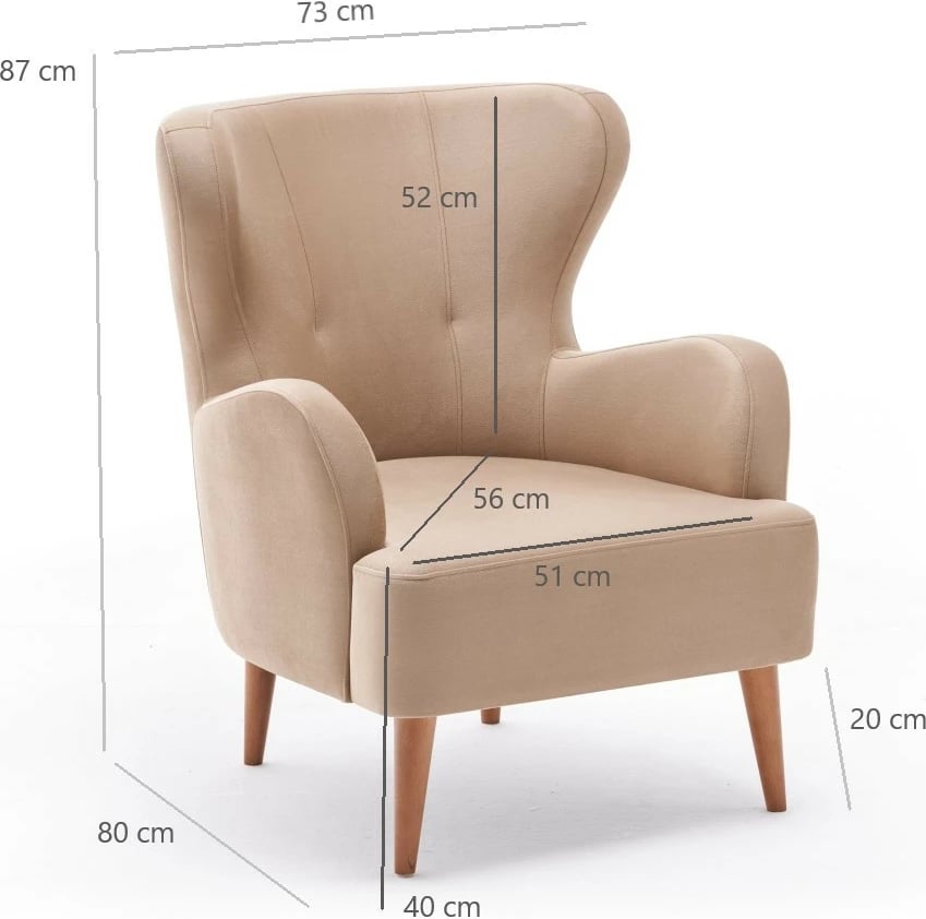 Karrige wing Karina, kadife krem