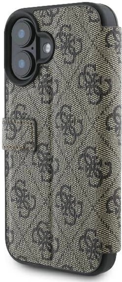 Mbështjellës Guess 4G Metal Logo për iPhone 16, kafe