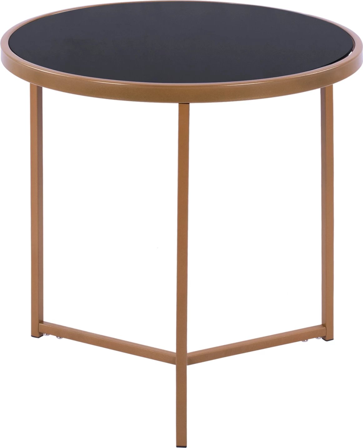 Tavolinë anësore Francesco, sipërfaqe qelqi, kornizë metalike ngjyrë ari mat, FH8696