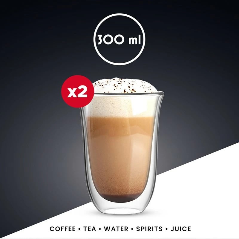 Set gotash Bialetti Firenze 2 copë, xham dypjesësh, 300ml, transparent