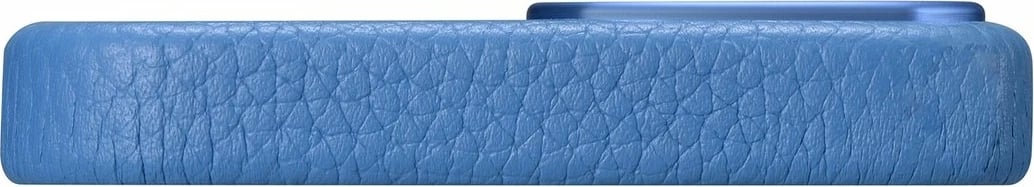 Mbështjellës iCarer Litchi Premium për iPhone 14 Pro, lëkurë natyrale, MagSafe, kaltër