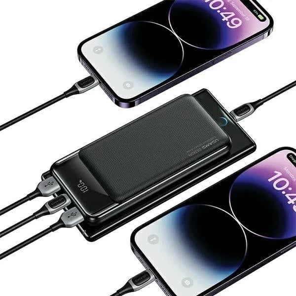 Powerbank USAMS US-CD198 10000mAh, 1xUSB-C, 2xUSB-A, Ekran dixhital, Zi
