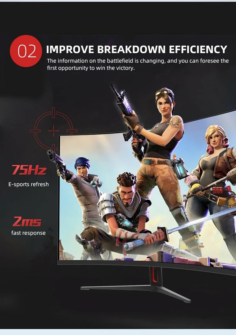 32 inch Monitor Gaming STARDOM ZP3275 4k 75Hz 1ms borderless curved