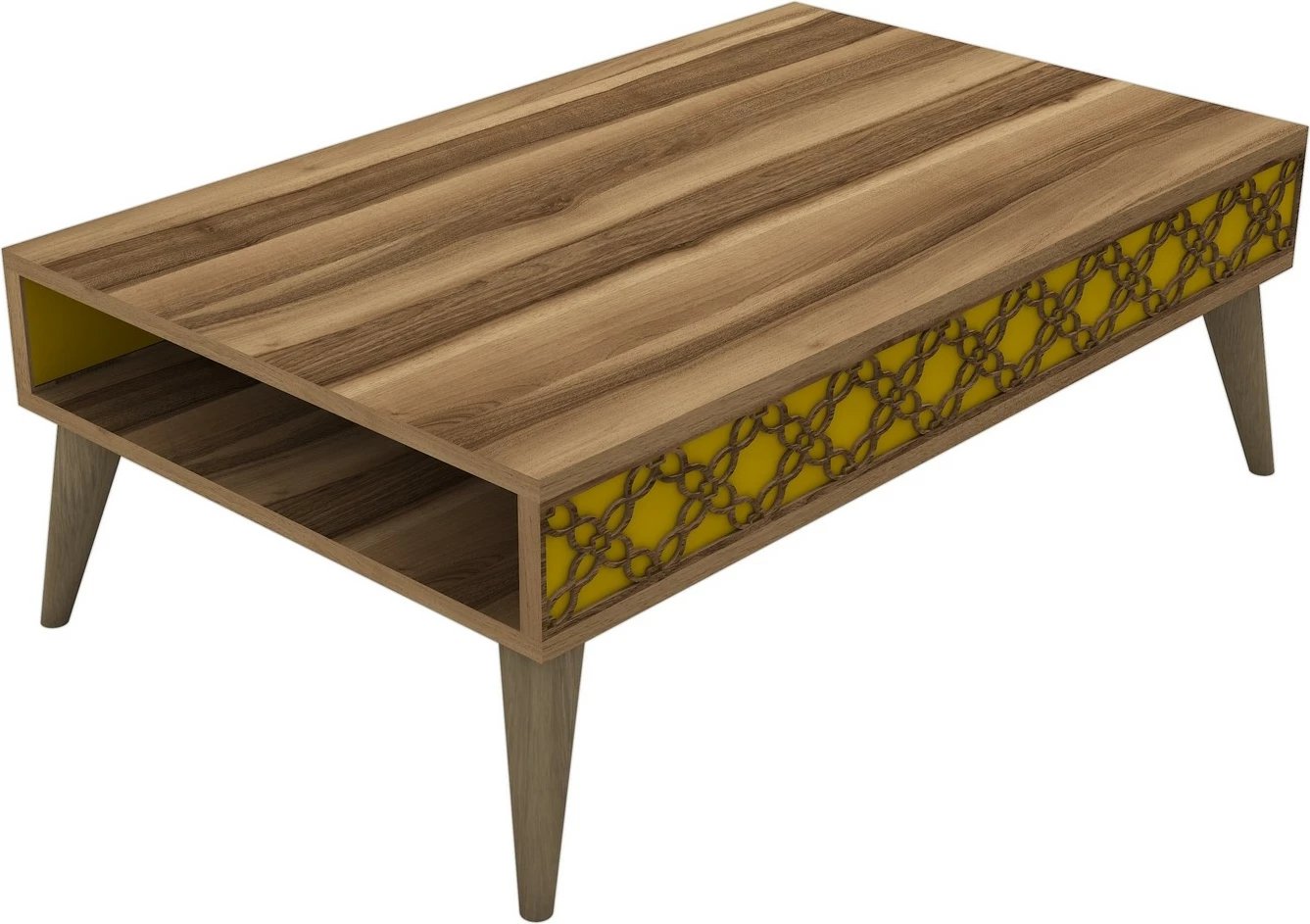 Tavolinë kafeje Skye Decor, City, ngjyrë arre dhe e verdhë