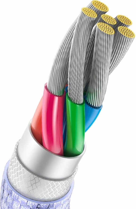 Kabllo për karikim të shpejtë Baseus Crystal Shine Series, USB-A në USB-C, 2m, 100W, vjollcë