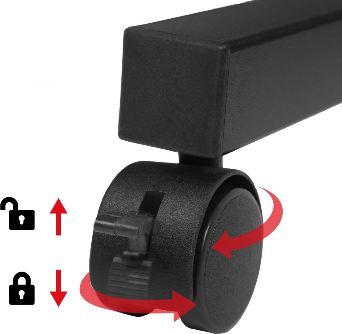 tavolinë mobile me rregullim lartësie, Maclean, MC-124 B, 80x60 cm, lartësia 67–115 cm, ngarkesa max 50 kg, e zezë