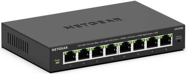 Switch NETGEAR GS308E, Managed, L2/L3, Gigabit Ethernet, i zi