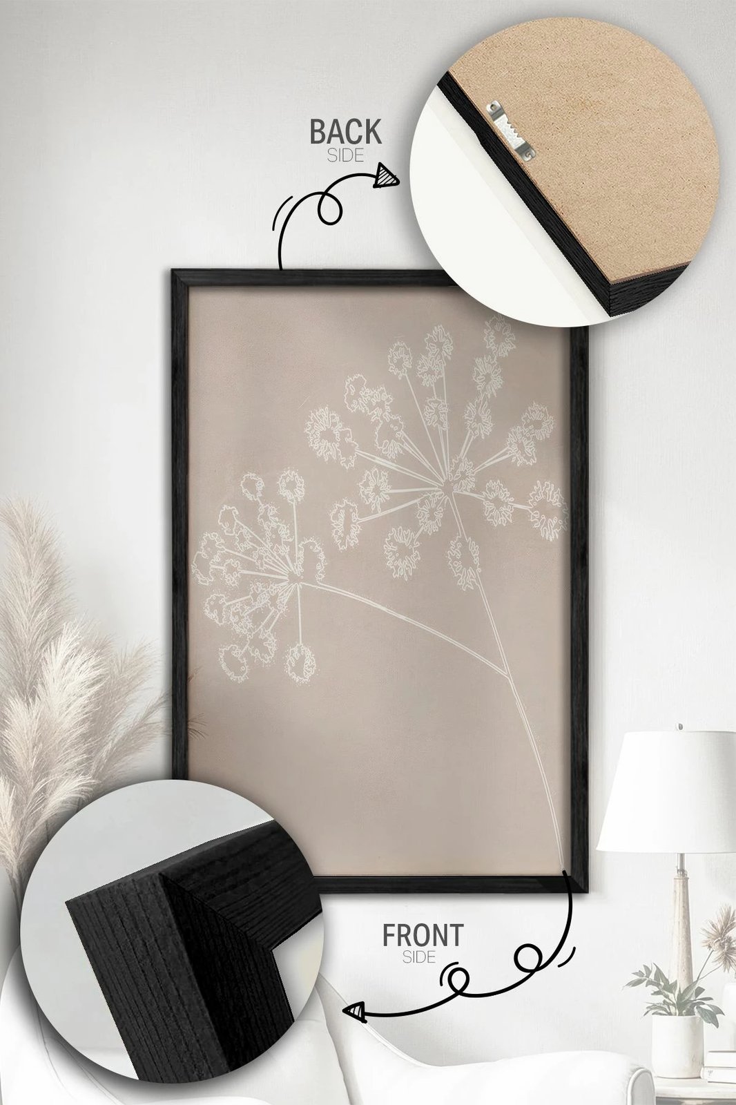 Piktura dekorative me kornizë, 2 copë, Wallity, Ersy2Lımodel45-Sıyah