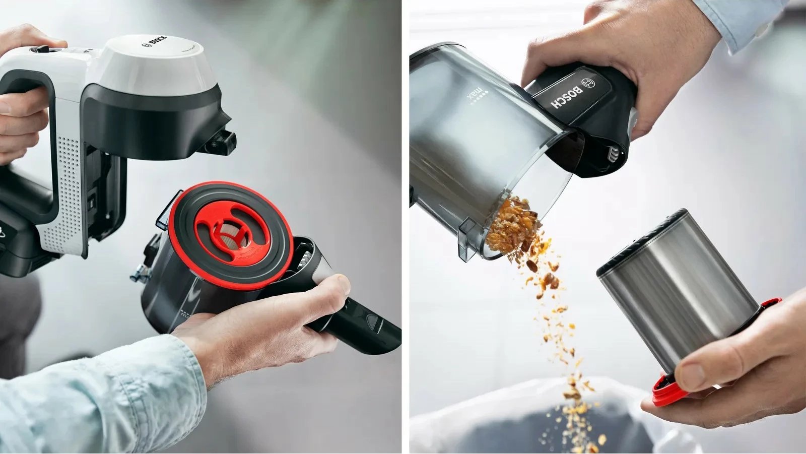 Fshesë me korrent Bosch BSS715CARP, pa qese, 0.3L, 18V, e zezë/argjendtë/e bardhë Fshesë me korrent Bosch BSS715CARP, pa qese, 0.3L, 18V, e zezë/argjendtë/e bardhë