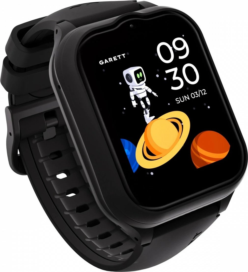 Smartwatch, Garett, Kids eSIM 4G, 1.69" IPS, eSIM 4G LTE, GPS, IP67, Gorilla Glass, kamerë, 650 mAh, e zezë