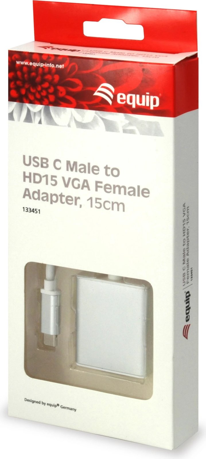 Adapter USB Type C në VGA Equip, 45mm, 150mm, 250mm, bardhë