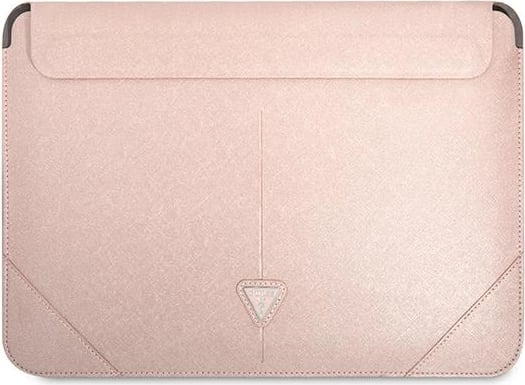 Mbështjellës laptopi Guess Saffiano Triangle Logo, 14", Rozë