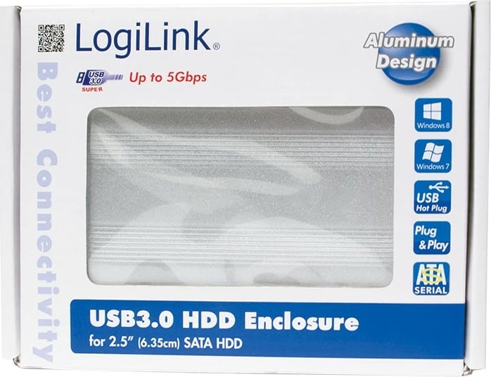 Kasë e jashtme LogiLink UA0106A, 2.5", Serial ATA II, Serial ATA, 5 Gbit/s, Argjendtë