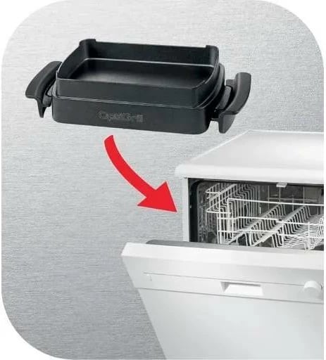Aksesor pjekjeje, Tefal XA725870, për OptiGrill Elite/OptiGrill+, tavë jo-ngjitëse me doreza rezistente nxehtësisë, e larë në pjatalarëse, e zezë
