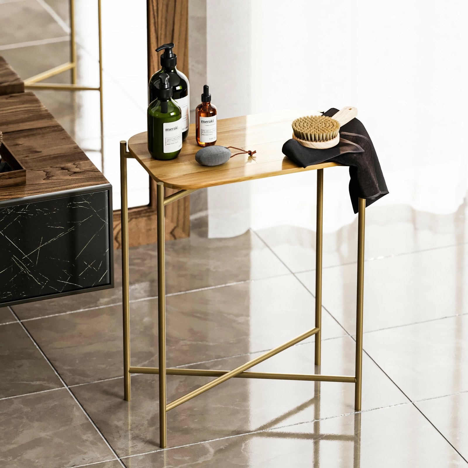 Tavolinë kafeje Hanah Home, Shb-003-A, ngjyrë ari dhe natyrale