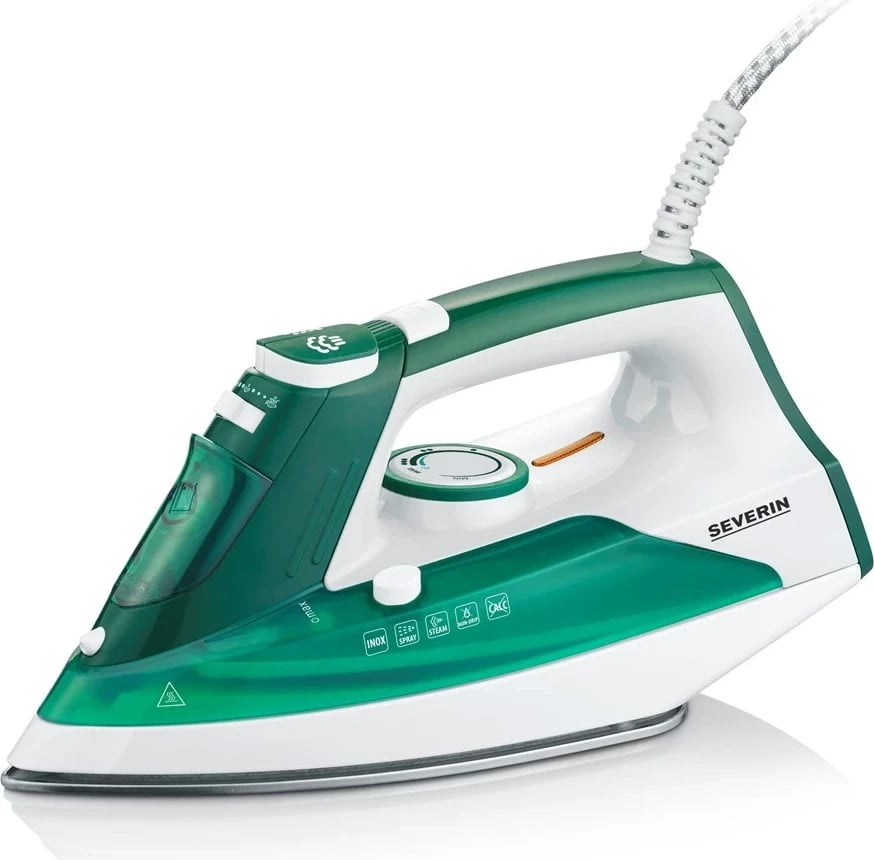 Hekur me avull Severin BA 3261, taban qeramike, 2400 W, Bardhë/Gjelbër