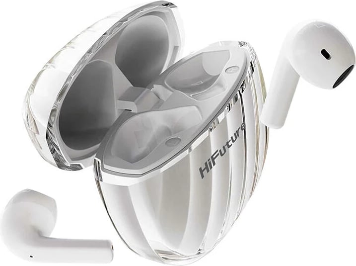 Kufje TWS HiFuture FlyBuds 3, të bardha, me kuti karikimi