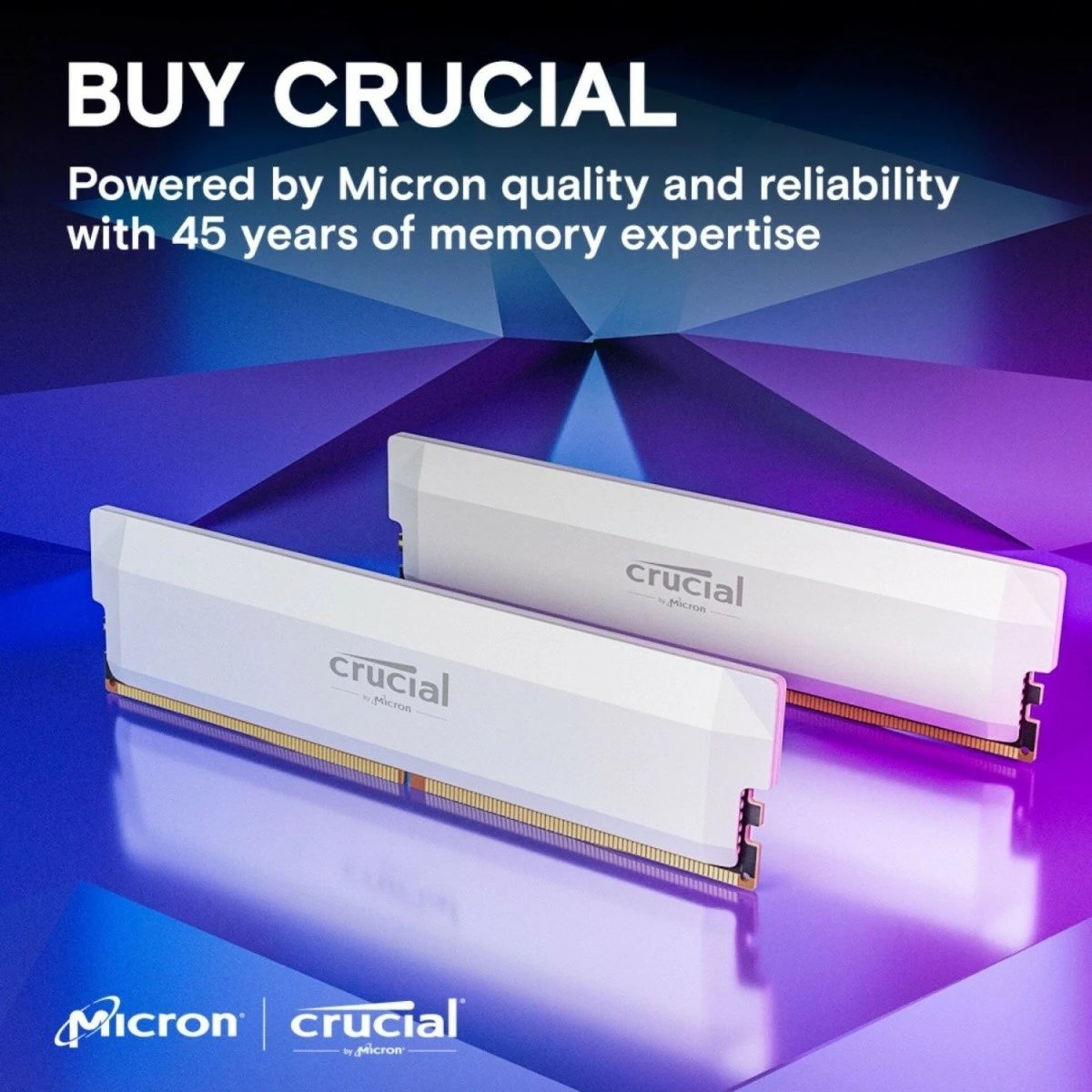 RAM Memorje Crucial DDR5 Pro OC, 16GB, 6400MHz, CL38, Bardhë