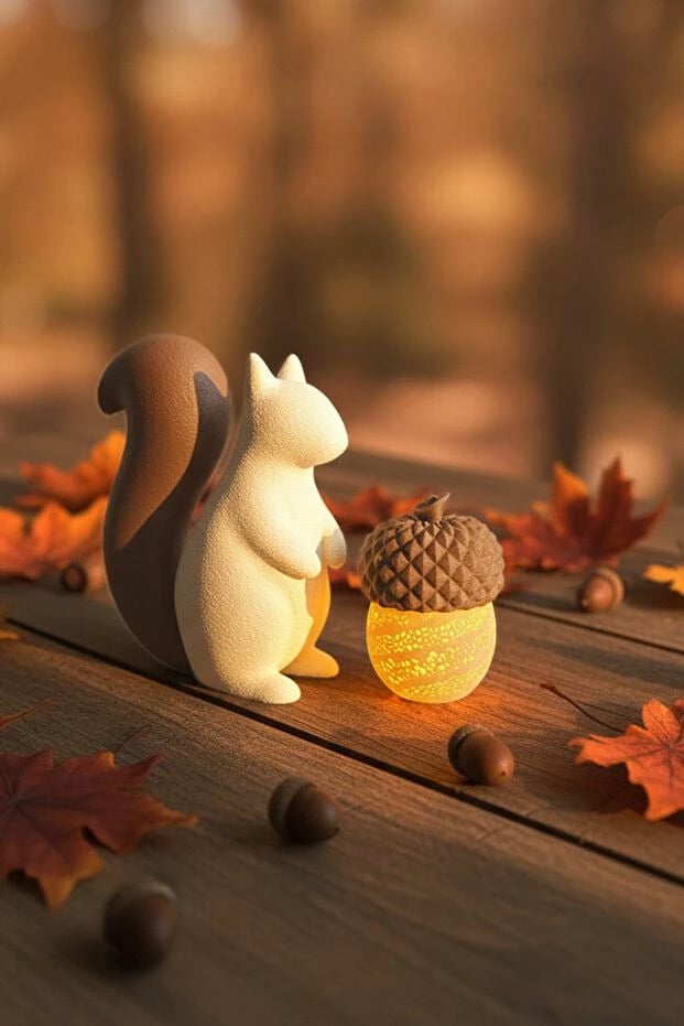 Set dekorativ me 2 pjesë, ketër dhe lisi, Evila Originals, krem dhe kafe