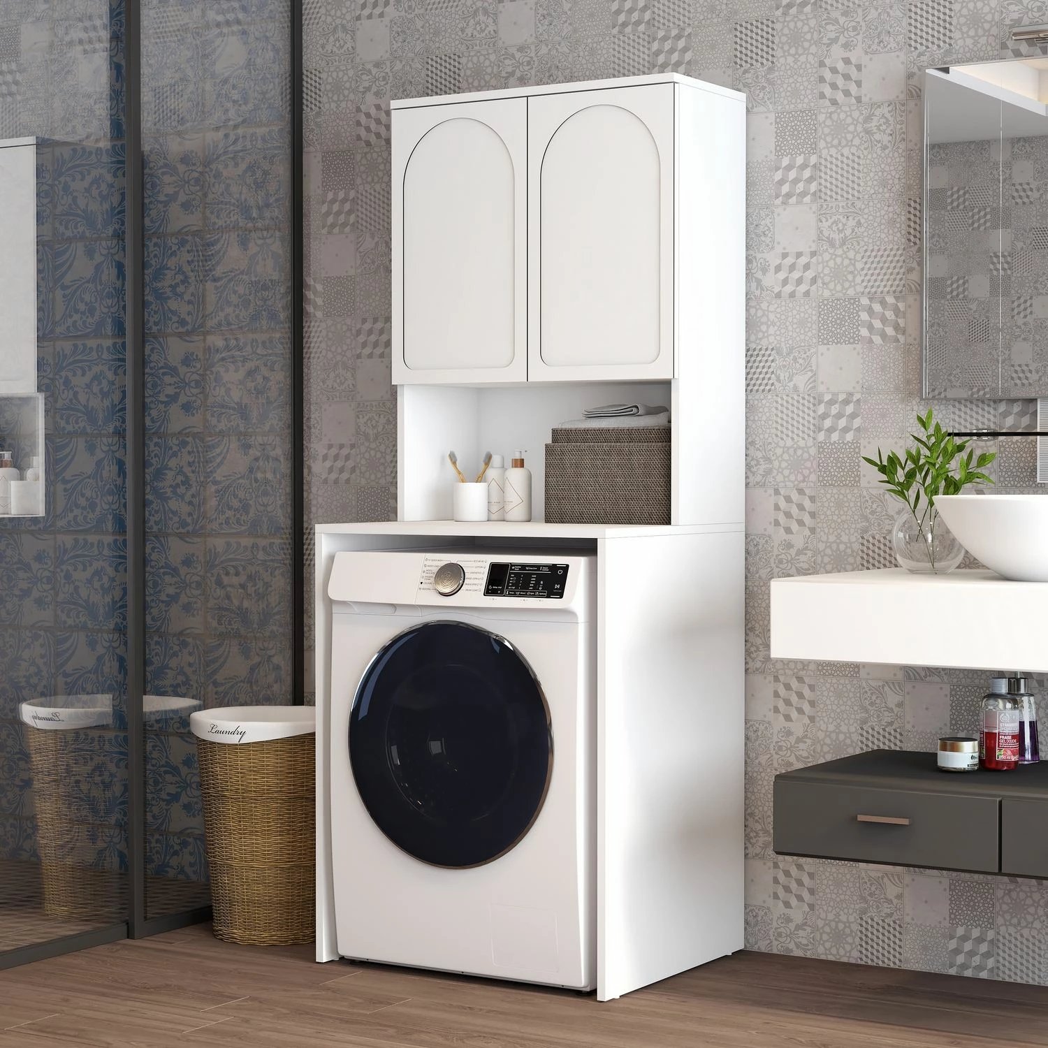 Dollap për lavatriçe, ngjyrë e bardhë, Skye Decor, Lyon 60